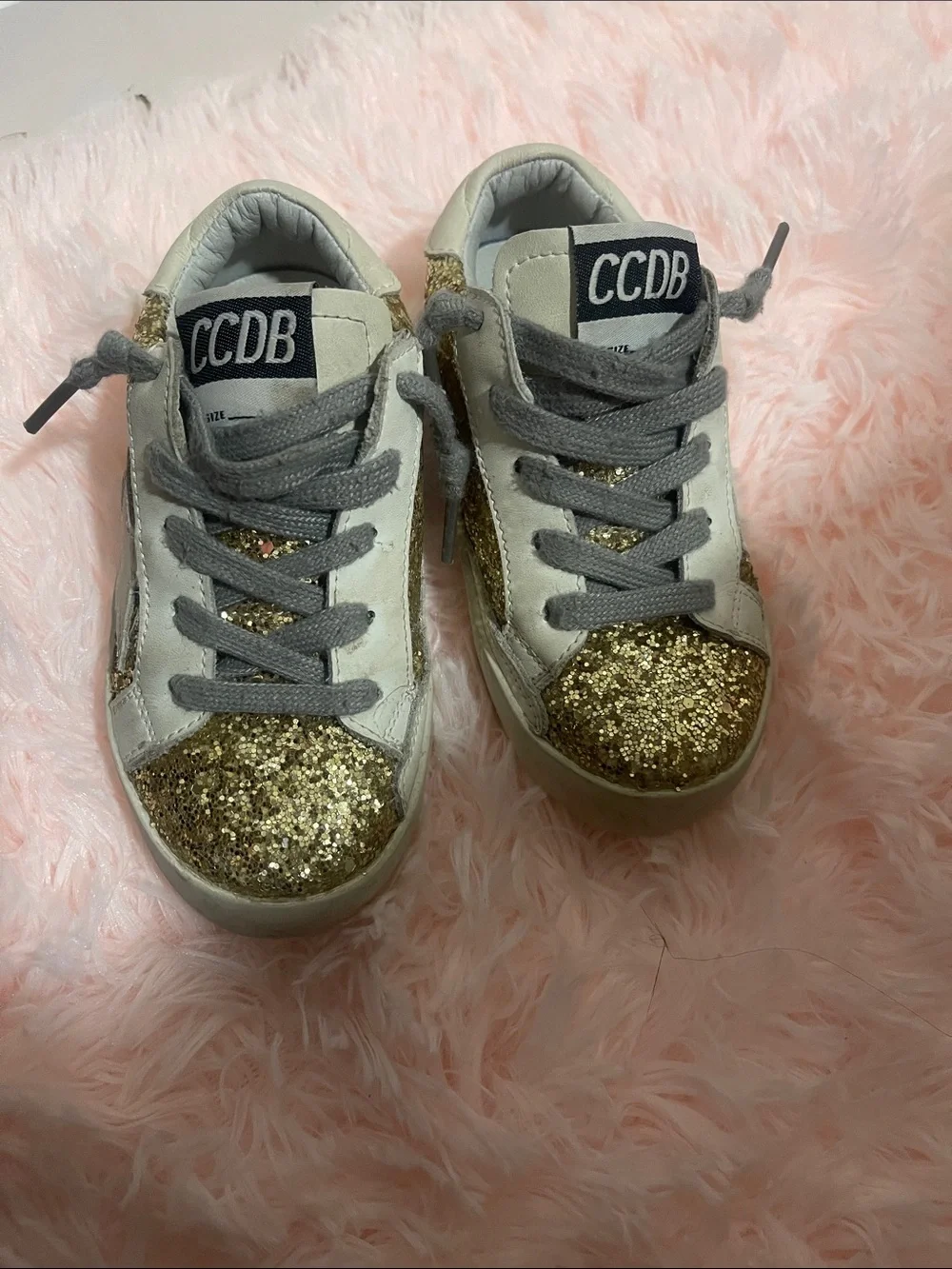 Golden Goose Dupes Kids' Gold Glitter Sneakers